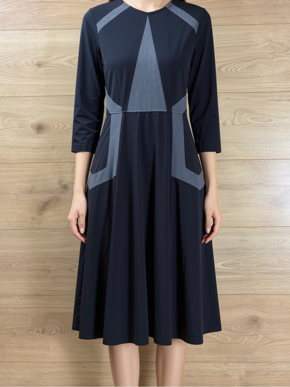 eShakti Cotton Knit Fit & Flare Dress Size 0